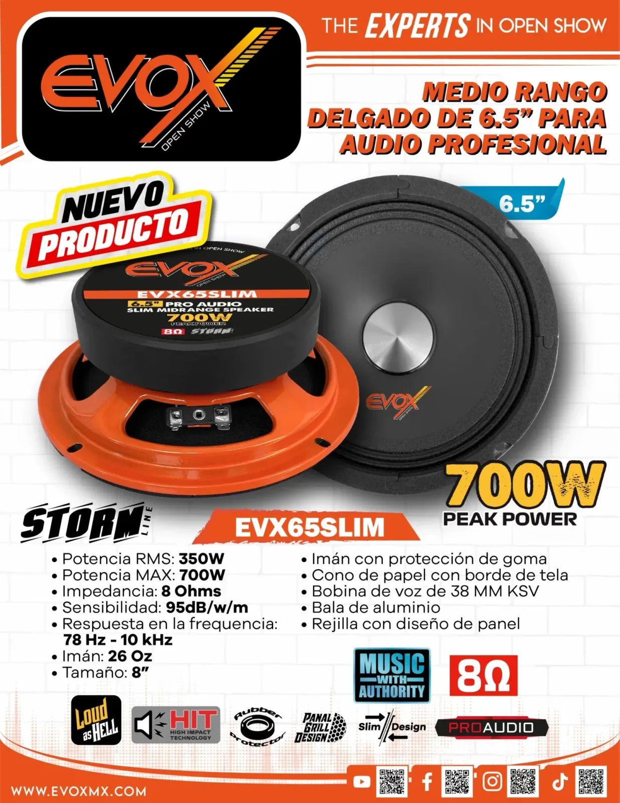 MEDIOS EVOX DE 6.5″ DE 700 WATTS